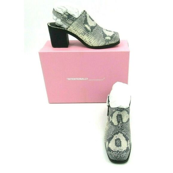 Intentionally Blank Honcho Mule Snakeskin Python Gray Shoes Size 9 Slingback NEW - Picture 1 of 9